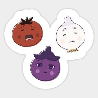 Frieren, Fern and Stark as vegetables (without text) Sticker